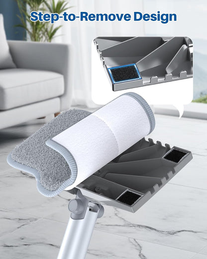 10-in-1 Steam Mop with Detachable Handheld Steamer, 350ml Tank, 10s Heat-Up, 248°F Steam Cleaner, 3-Level Control and Swivel Head for Floors, Carpets, Tiles, BBQ grill Multi-Surface Clean White