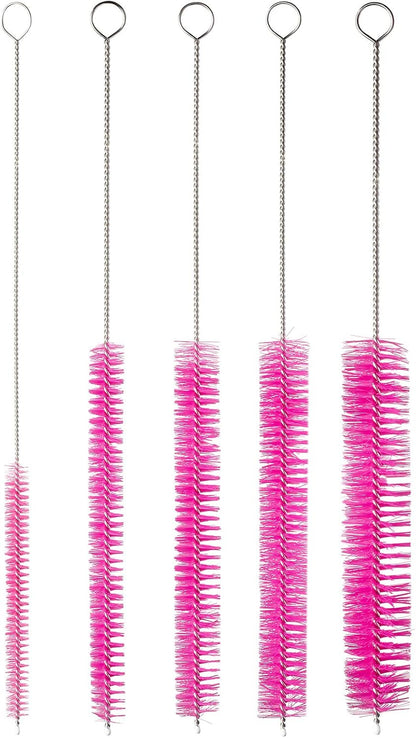 10" Tube Cleaning Brush Set, 5 Pack Large, Extra Long Nylon Straw Brushes with Flexible Handles for Bottles, Cleaning Straws, Pipe Cleaners, Keyboard, Glass, Guns, Detailing and Deep Cleaning, Black