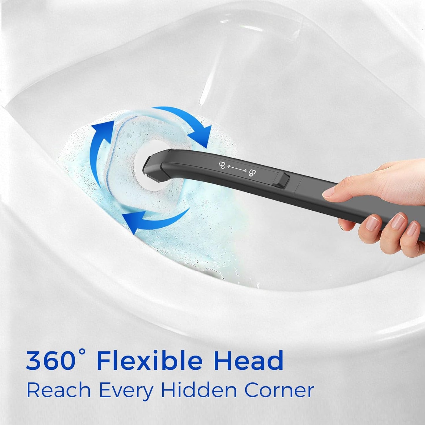 Disposable Toilet Brush, 14 Refills Toilet Bowl Cleaner Wand, Toilet Cleaner Brush Toilet Cleaning System Toilet Brush and Holder Set for Bathroom Cleaning (Black)