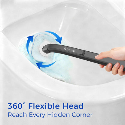 Disposable Toilet Brush, 14 Refills Toilet Bowl Cleaner Wand, Toilet Cleaner Brush Toilet Cleaning System Toilet Brush and Holder Set for Bathroom Cleaning (Black)