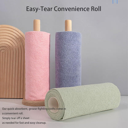 Microfiber Cleaning Cloths Roll of 20 - Tear-Off Reusable Washable Towels, 9.8x9.8 Inches, Absorbent and Lint-Free, Scratch-Free for Car Detailing, Household Cleaning, Kitchen, Windows(Yellow)