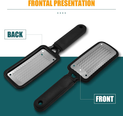 Foot File Foot Scrubber Pedicure, 2 Pcs Stainless Steel Callus Remover for Feet, Professional Foot Grater Rasp Scraper Corns Callous Removers Tool to Hard Skin Corns for Dry and Wet Fee