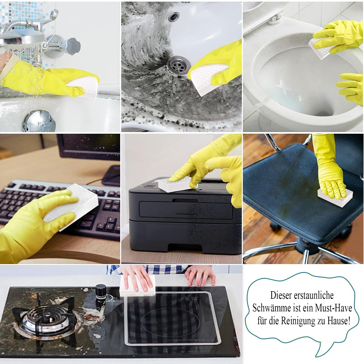 Magic Erasers Sponge, 100 Pack Extra Premium Melamine Sponge Foam Cleaning Pads in Bulk, Non-Scratch Scrub Sponge, Household Cleaning Kitchen Dish Sponges (White)