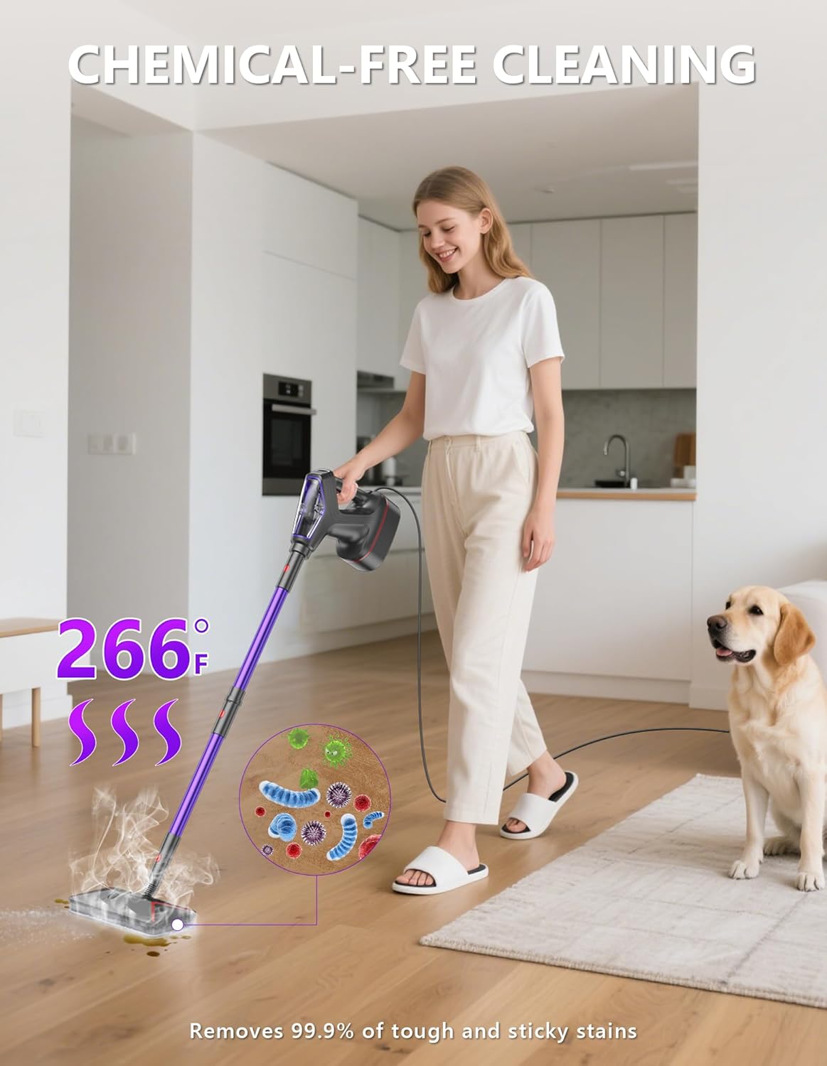 Steam Mop for Floor Cleaning, Heavy Duty All-in-One Steam Cleaner for Home with Detachable Handheld Steamer, for Hardwood, Tile, Walls, Grout, Windows, Furniture and Decks