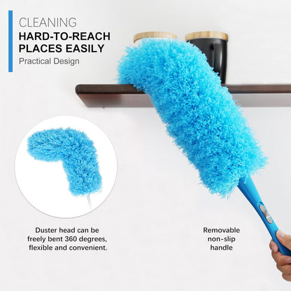 Rainbow Extendable Static Duster Reusable Microfiber Duster with 100" Telescoping Pole, Beandable and Washable Dusters Head for Cleaning Ceiling, Fan, Furniture