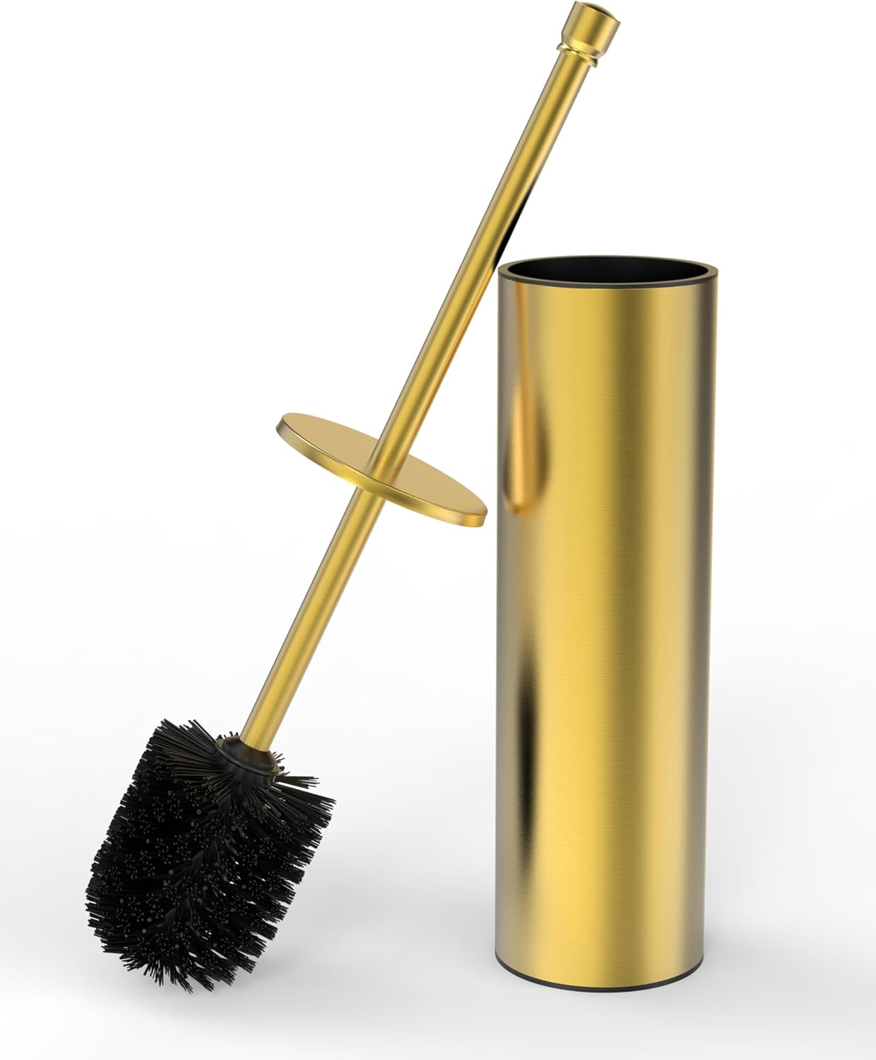 Toilet Brush and Holder Set, Toilet Bowl Brush for Bathroom with Long Handle, Stainless Steel Toilet Cleaner Brush with Durable Scrubbing Bristles,Splash-Proof (Brushed Nickel)