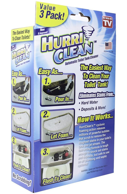 Hurriclean - HC-MO48 Deluxe 3-Pack New and Improved Automatic Toilet Tank Cleaner No Scrubbing
