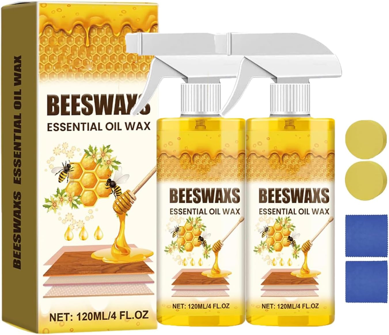 OKLJ Beeswax Wood Polish Spray, Bees Wax Furniture Polish and Cleaner, Beeswax Essential Oil Wax, for Furniture, Floor, Tables, Cabinets (1pcs)
