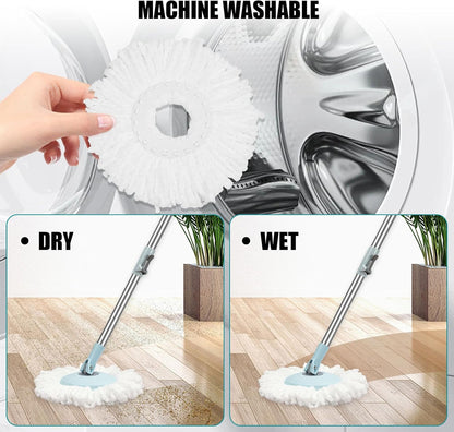 Spin Mop and Bucket with Wringer Set, 360° Spinning Mop Bucket System with 3 Microfiber Mop Replacement Heads, Adjustable Handle for Floor Cleaning (red)