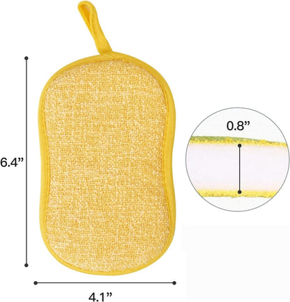 Multipurpose Kitchen Scrub Sponges, Heavy Duty Cleaning Non-Scratch Scrub Sponge, Reusable Microfiber Sponge for Household Cleaning, Six Color Packaging (6pcs)