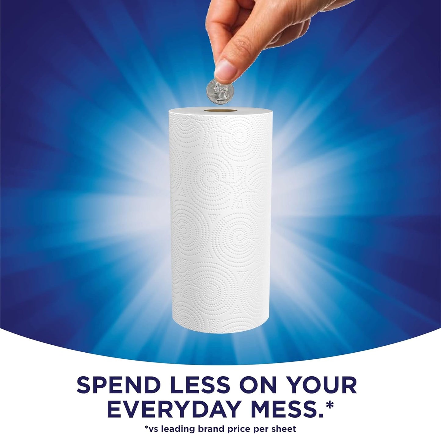 Sparkle Tear-A-Square Paper Towels, 2 Double Rolls (220 Sheets Total) - Strong 2-Ply Towels for Kitchen Cleanup and Everyday Messes