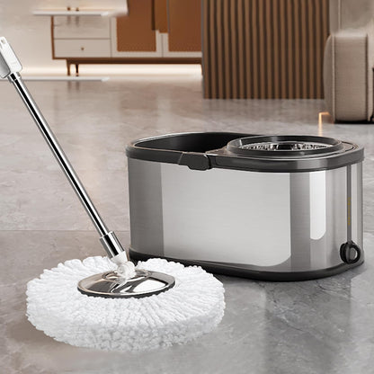 Spin Mop and Bucket with Wringer Set for Home,360° Mop and Bucket with Separate Clean and Dirty Water,Wet Dust Mop for Floor Cleaning with Extra Refills (Silver)
