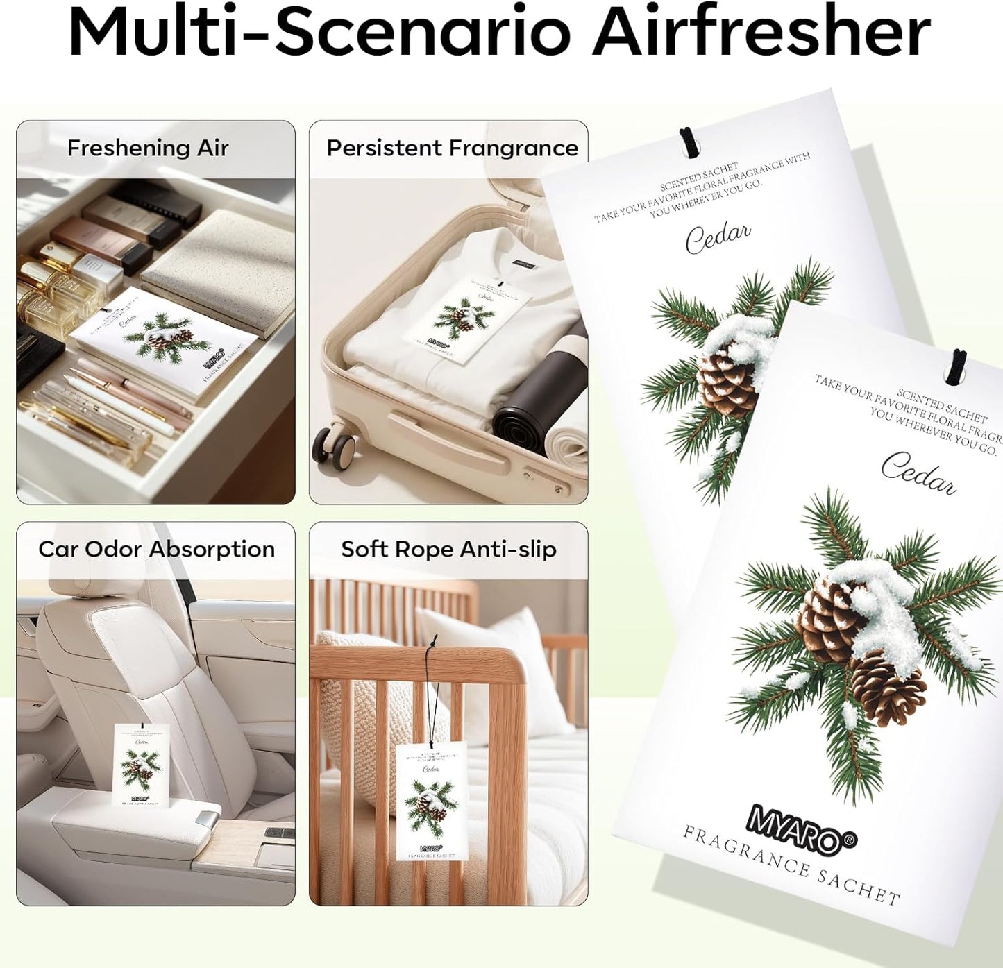 MYARO 12 Pack Fresh Linen Scented Sachets for Drawer, Closet & Car Air Freshener Bags | Odor Eliminator & Fabric Refresher | Crisp, Clean Home Fragrance Gift Set