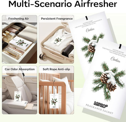 MYARO 12 Pack Fresh Linen Scented Sachets for Drawer, Closet & Car Air Freshener Bags | Odor Eliminator & Fabric Refresher | Crisp, Clean Home Fragrance Gift Set