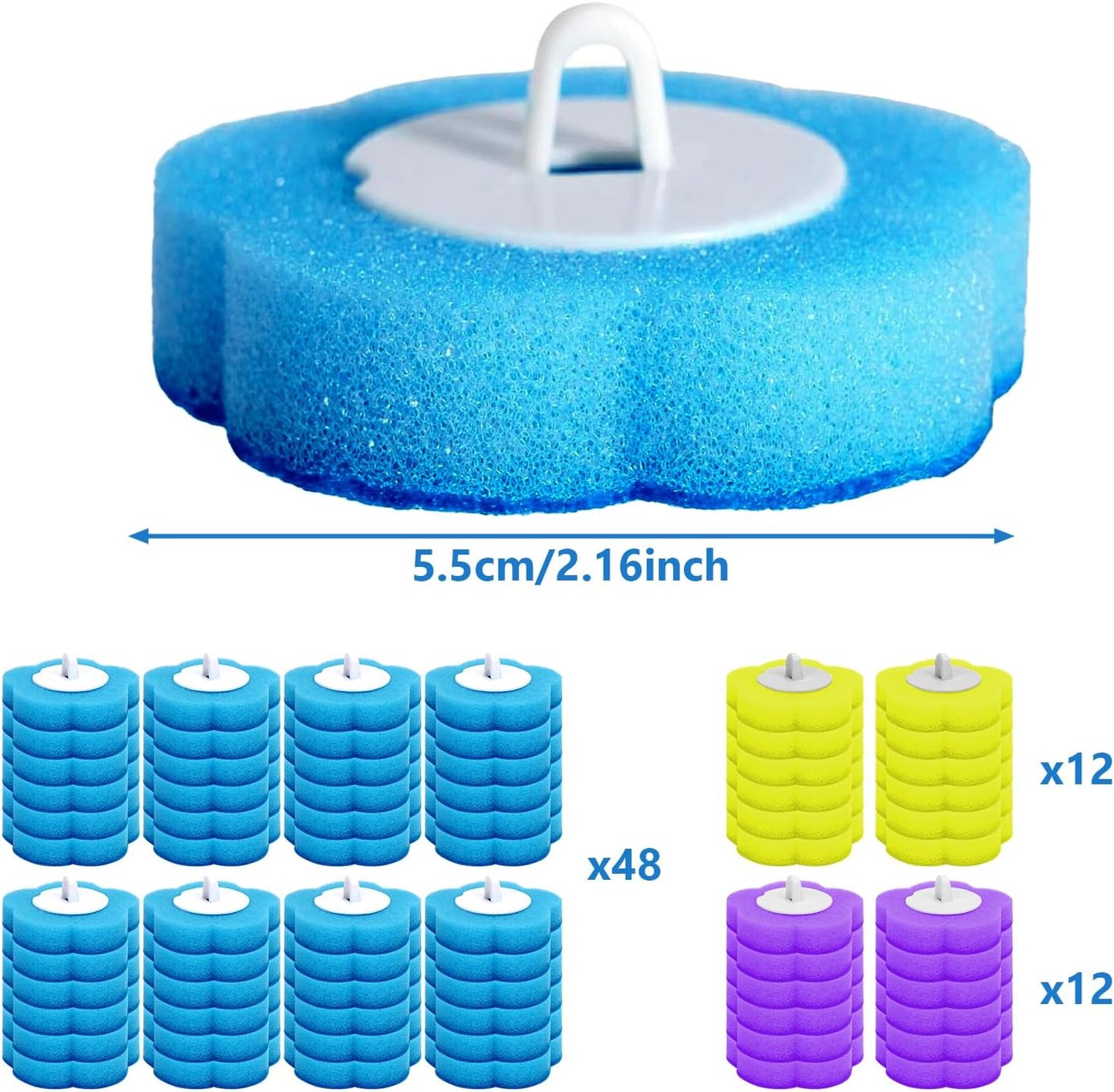 2 Pack Disposable Toilet Bowl Cleaner Wand and Holder Set, Toilet Brush Disposable with 48 Cleaner Refills Extended Handle for Toilet Bowl Cleaners Disposable, Bathroom Cleaning, Bathtub