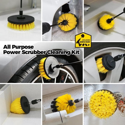 Holikme 4 Pack Drill Brush Attachments Set, Power Scrubber with Extend Long Attachment，Cleaning Supplies for Bathtub, Shower, Grout, Tile(Yellow)