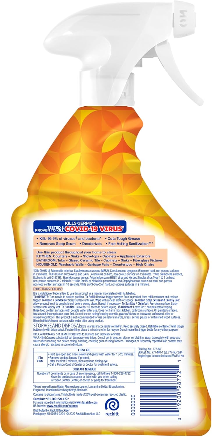 Lysol Power Foaming Bathroom Cleaner, Multipurpose Cleaner for Showers, Bathtubs, Sinks, Disinfectant Spray Kills 99.9% of Germs, Zero Bleach Cleaning Spray, 32 Oz.