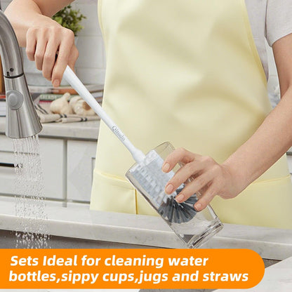 2 Pack 14 Inch Bottle Brush & 12 Inch Straw Brush Cleaner Set - Heavy Duty Kitchen Bottle Brushes for Cleaning Water Bottles, Mugs, Sippy Cups & Tumblers, Lab Use (Large)