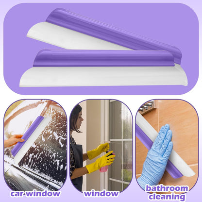 4 Pack 14 inch Car Drying Squeegee Longer Silicone Automotive Water Wiper Flexible Auto T-Bar Rubber Blade for Car Windshield Glass Window Bathroom Shower Squeegees Wash Tool (Yellow)