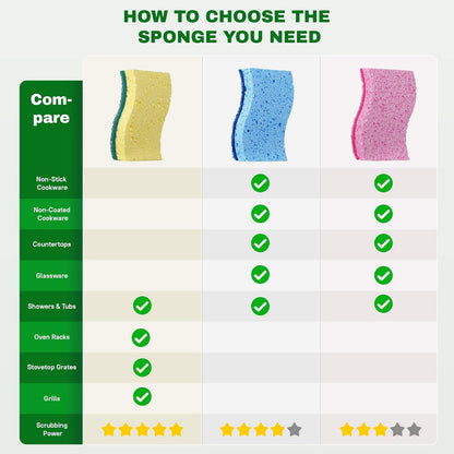 9 Pack Zero Scratch Scrub Sponges, Non-Scratch Dish Scrubbers for Nonstick Pans, Multi-Surface Safe Cleaning Sponges for Kitchen & Bathroom