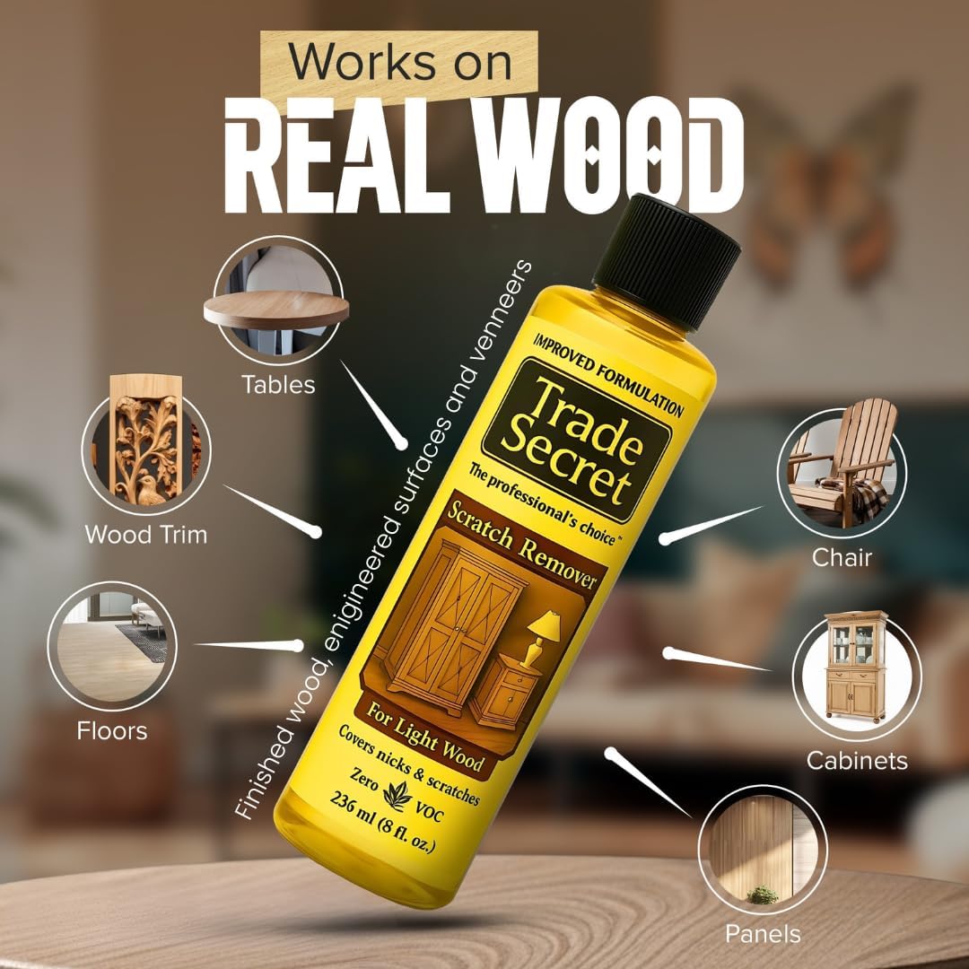 Trade Secret Scratch Concealer for Real Wood Furniture & Floors – Restores Dark Wood Scratch, Covers Nicks, Scuffs & Dogs, Cats Scratches, Marks, Minor Defects