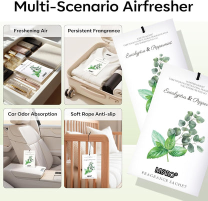 MYARO 12 Pack Fresh Linen Scented Sachets for Drawer, Closet & Car Air Freshener Bags | Odor Eliminator & Fabric Refresher | Crisp, Clean Home Fragrance Gift Set