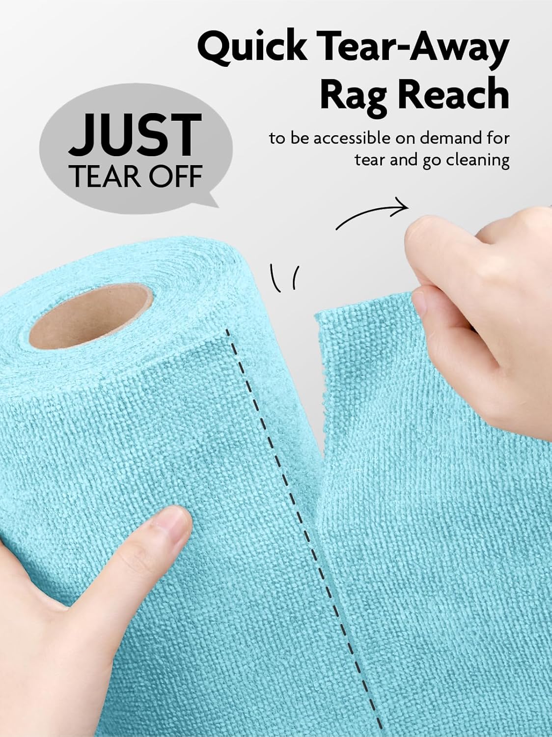 Fantasticlean Microfiber Cleaning Cloth Roll -40 Pack, Tear Away Microfiber Towels, 12" x 12", Reusable, Washable, Scratch Free, Ultra Absorbent Dishcloth for All-Around Cleaning Supplies (White)