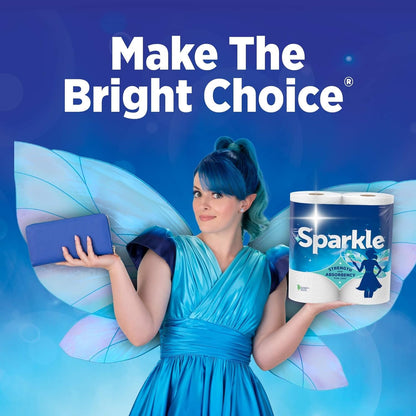 Sparkle Tear-A-Square Paper Towels, 2 Double Rolls (220 Sheets Total) - Strong 2-Ply Towels for Kitchen Cleanup and Everyday Messes