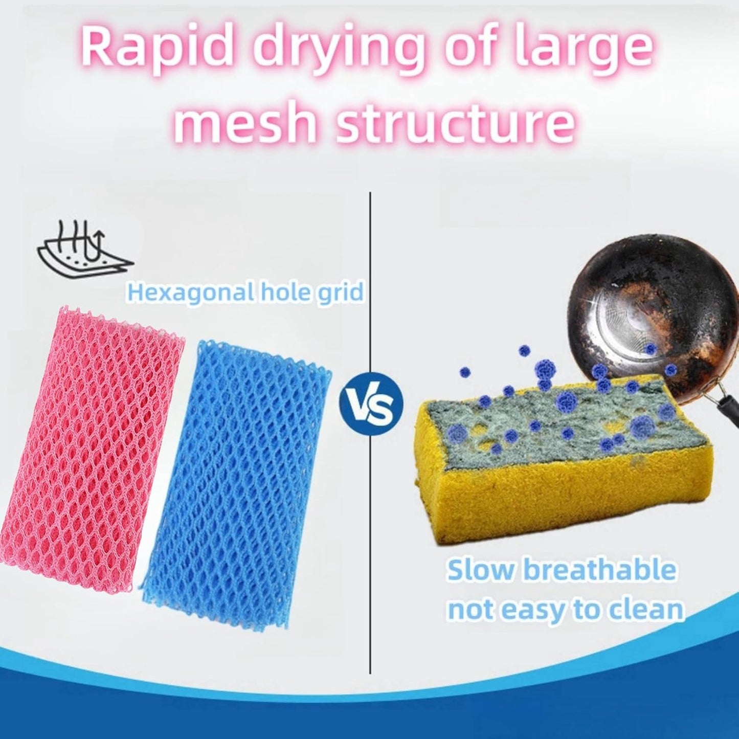 Heavy Duty Dish Scrubbers, Non-Scratch Scouring Pads - Odorless & Long Lasting Mesh Dish Cloth - Replace Sponges - Kitchen, Floor and Bathroom Usage (4 Pcs)