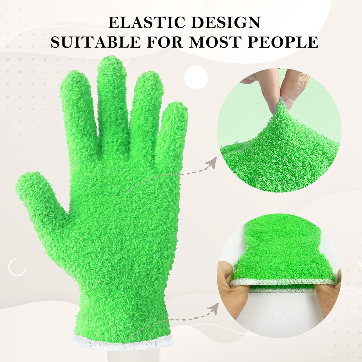 Evridwear Microfiber Plant Dusting Gloves Reusable Leaf Cleaning Glove for Houseplants,Blinds,Furniture and Small Objects