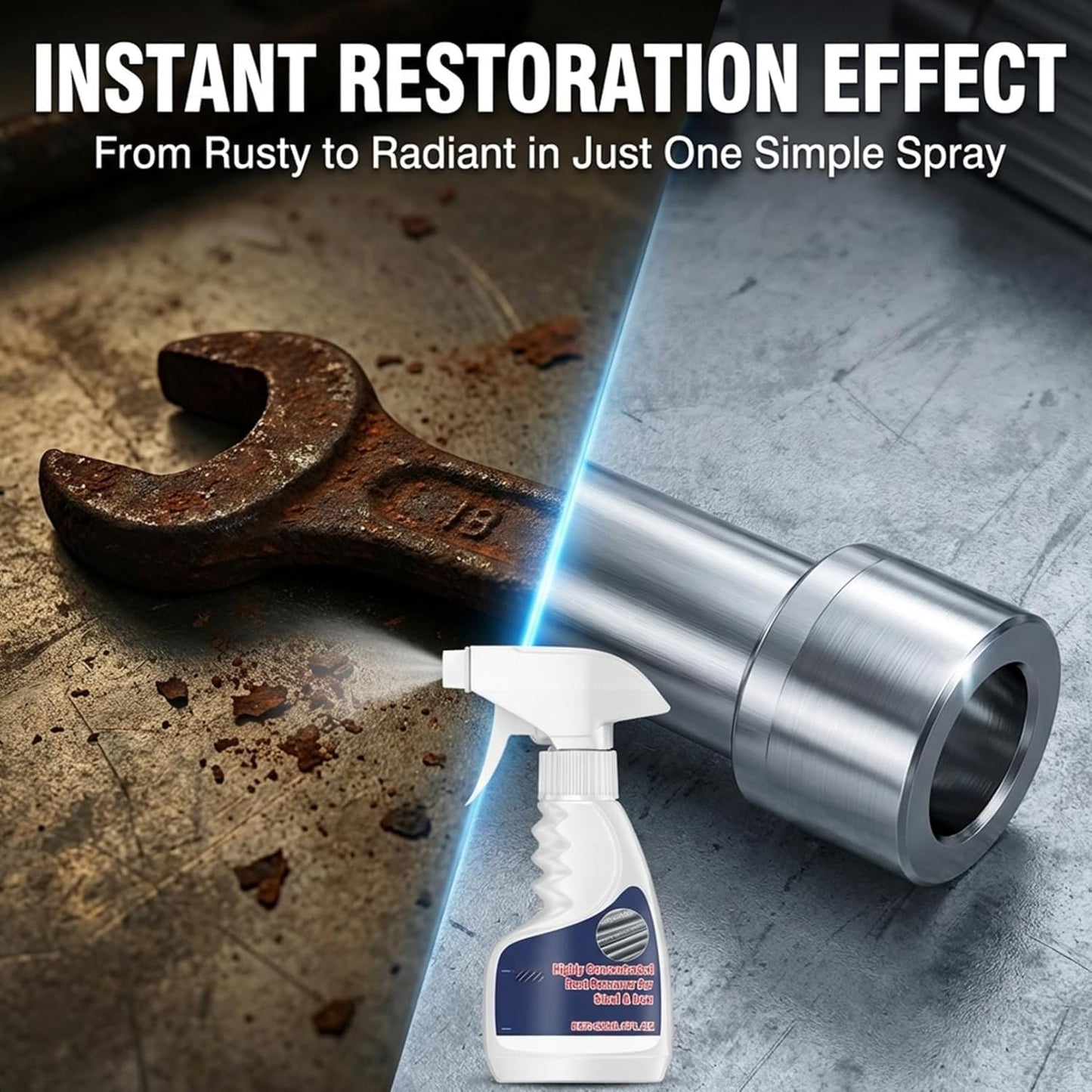 Rust Remover Spray for Metal, Powerful Rust Remover Heavy Duty Metal Cleaner, Multipurpose Rust Stain Remover for Metal, Stainless Steel, Automotive Parts, Fast Acting