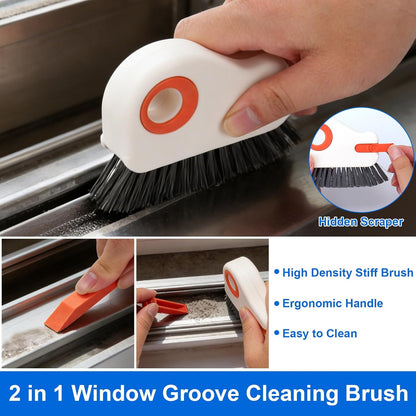XANGNIER Window Sill Cleaner Tool,10 Pcs Magic Door Window Track Cleaning Tools Kit,Sliding Door Track Cleaner,Groove Crevice Cleaning Brush for Tile Lines/Shutter/Car Vents/Air Conditioner/Keyboard