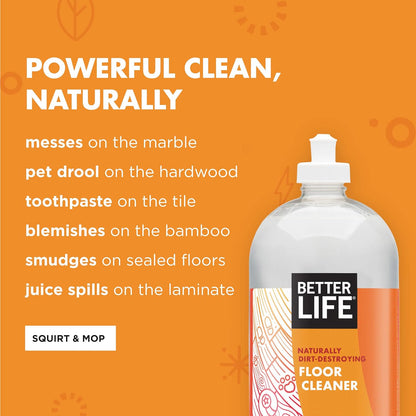 Better Life Floor Cleaner - Liquid Multipurpose Cleaner for Wood, Tile, Laminate, Vinyl, Bamboo - Hardwood Floor Cleaner for Mopping - Citrus Mint, 32 Fl Oz (Pack of 2)
