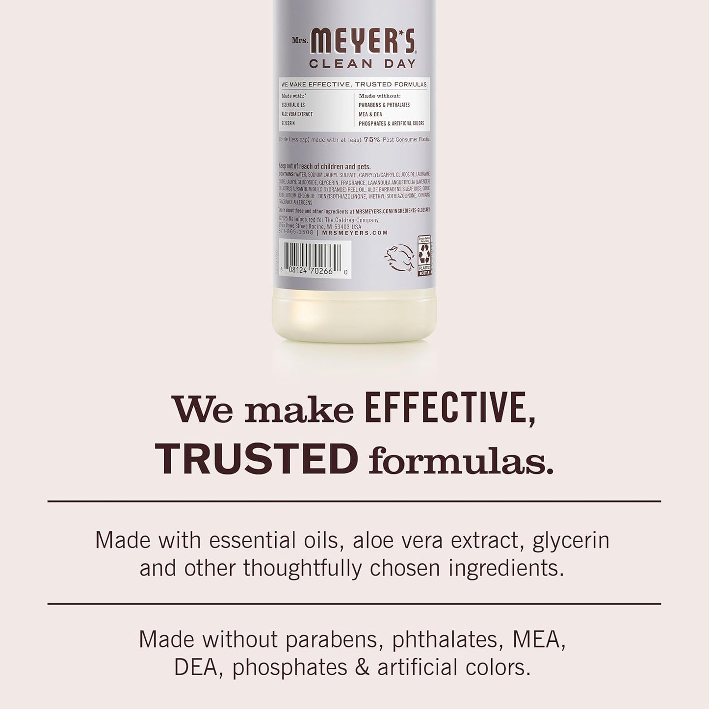 MRS. MEYER'S CLEAN DAY Liquid Dish Soap, Cruelty Free Formula, Lavender Scent, 16 oz