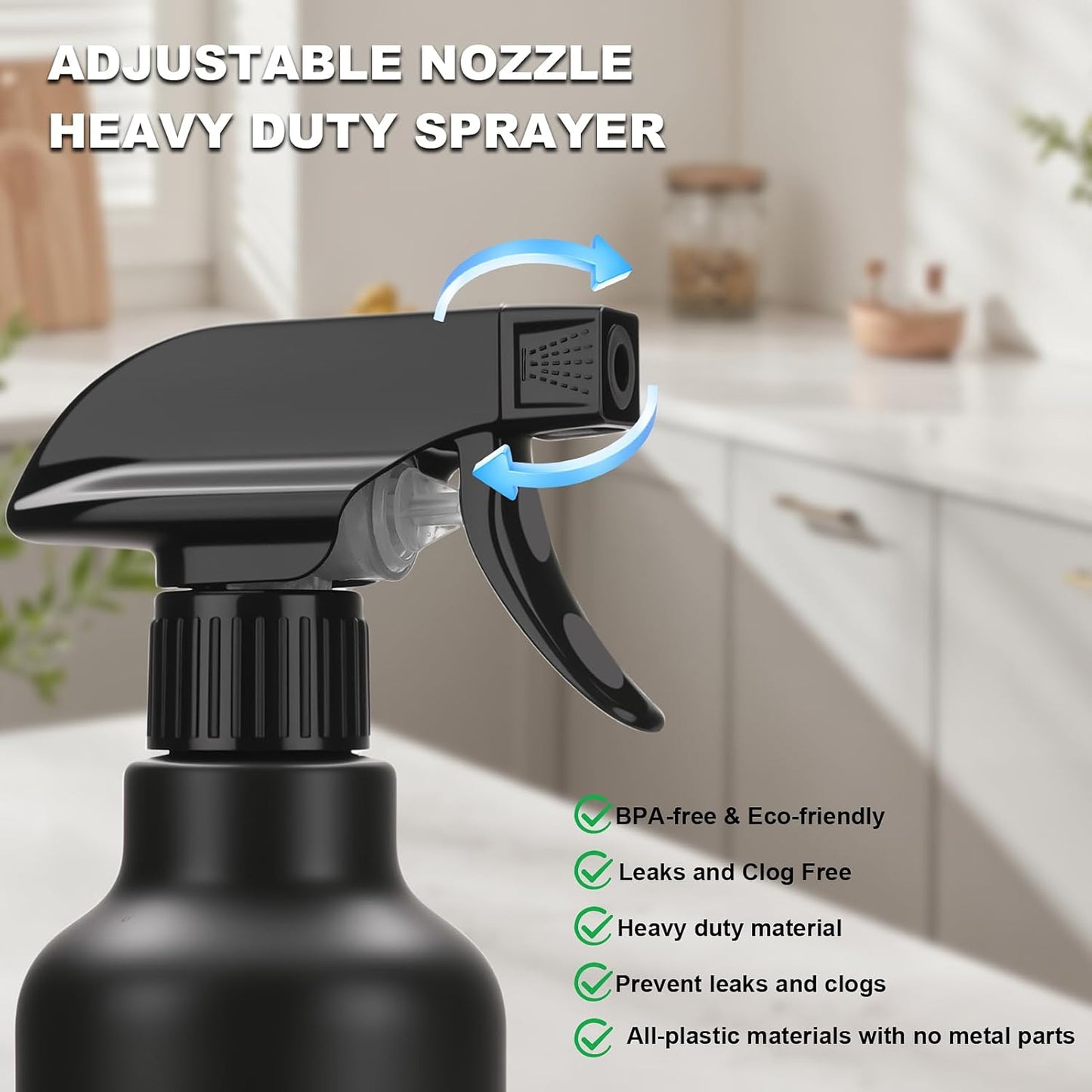 Plastic Spray Bottles Empty Spray Bottle 16.9oz/500ml 2 Pack Heavy Duty Spraying Bottles Mist/Stream Water Bottle for Cleaning Solutions, Essential Oils, Hair (Clear)