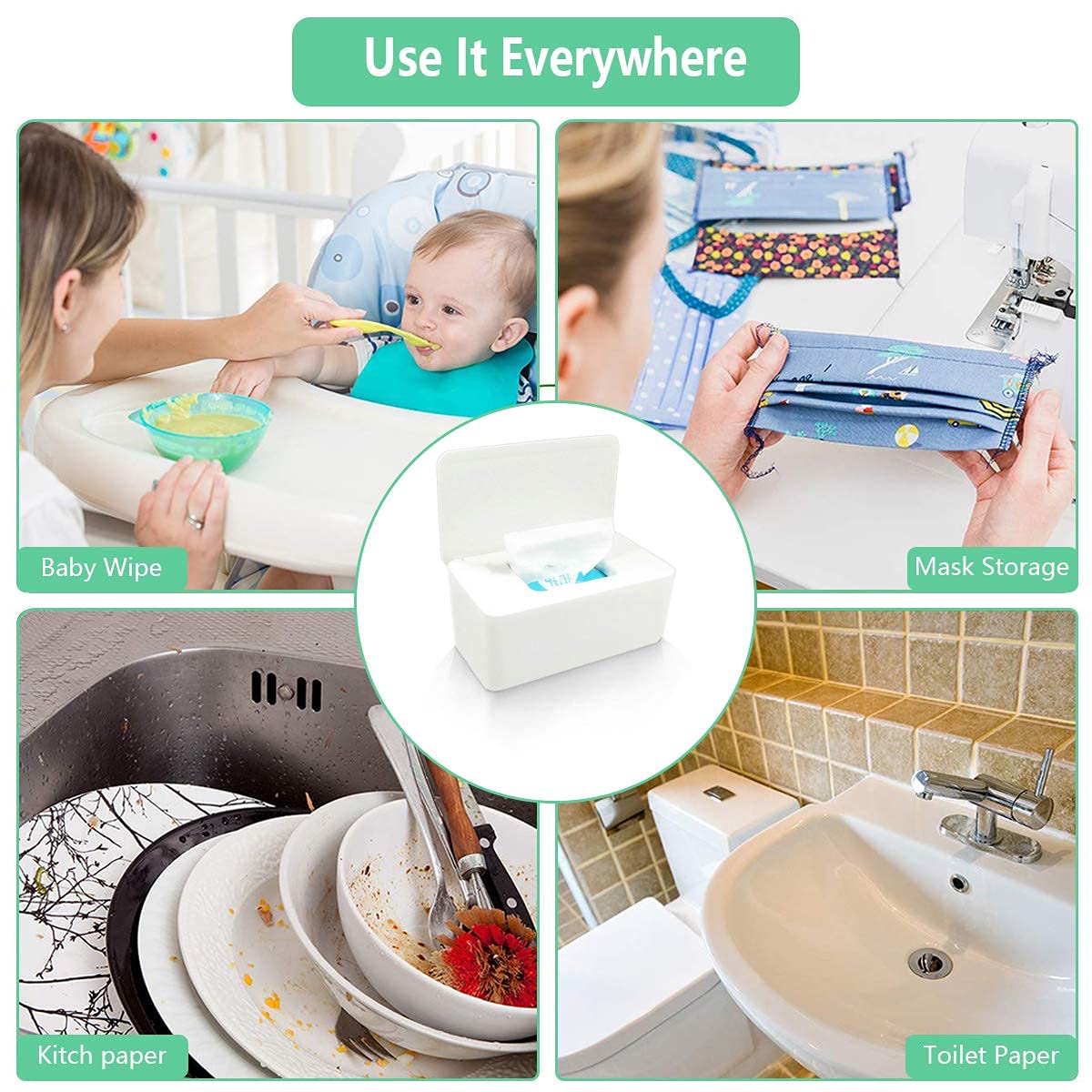 Moorfowl Baby Wipe Dispenser for Bathroom, Upgarde Design(8.2L x 4.9W x 3.9H inches), Minimalist Flushable Wipes Container for Home Car
