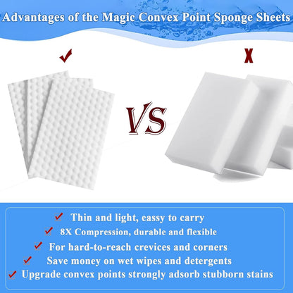 Magic Sponge Eraser Sheets, 52Pcs All-Purpose White Melamine Sponge Convex Point Disposable Magic Cleaning Wipes for Furniture Kitchenware, Hard-to-Reach Places, Shoe