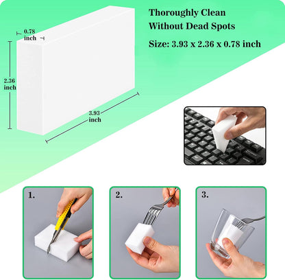 100Pack Magic Sponge Eraser, Melamine Sponge Foam, Non-Scratch Heavy Duty Kitchen Scrub Pads, Multi-Functional Household Cleaning Sponges for Dish, Bathroom, Bathtub, Sink, Cup, Wall Cleaner