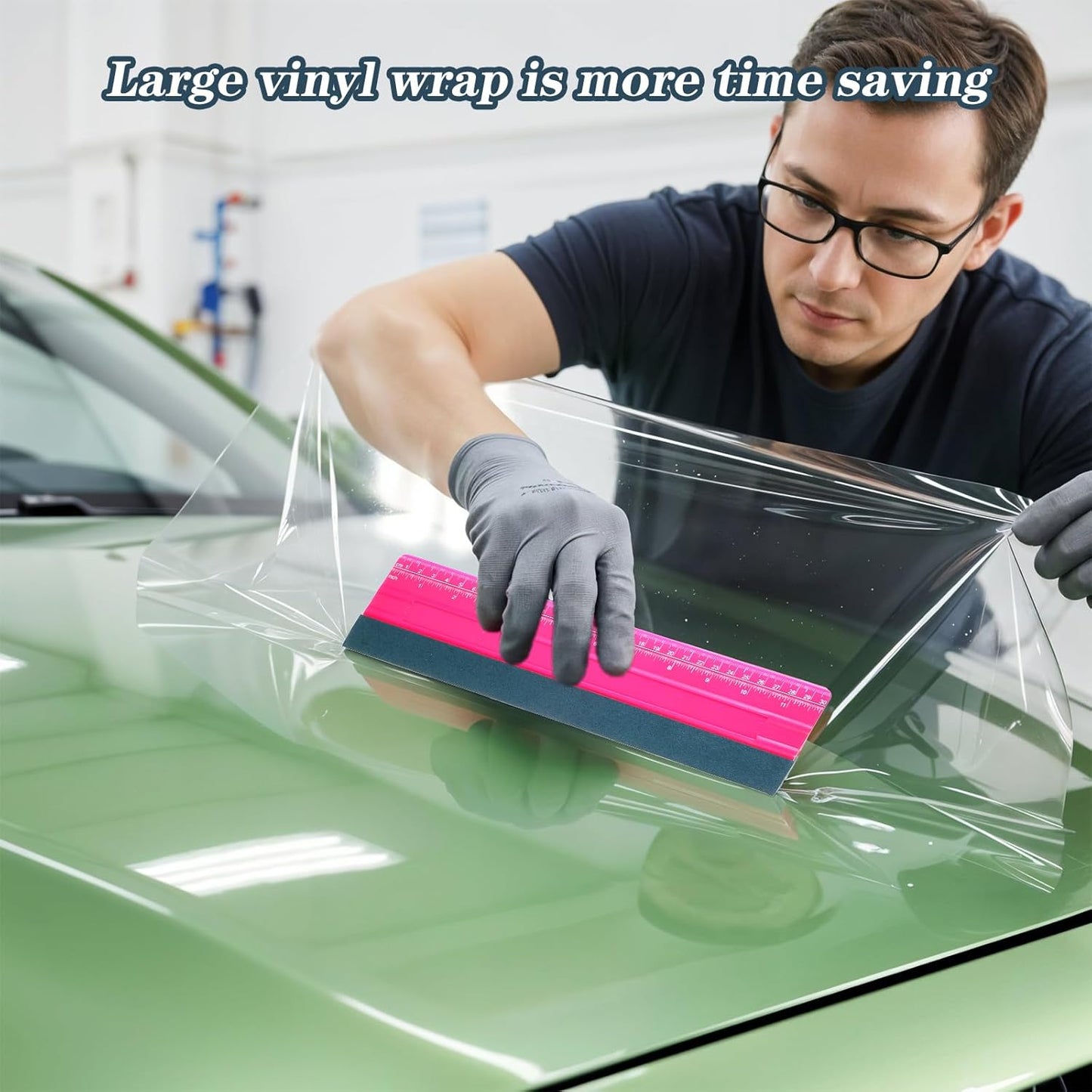 Felt Squeegee, 12 Inch Vinyl Squeegee Wallpaper Tools Window Tint Squeegees Wallpaper Smoothing Tool with 30CM Ruler, Window Tint Squeegees for Decals, Sticker Paper