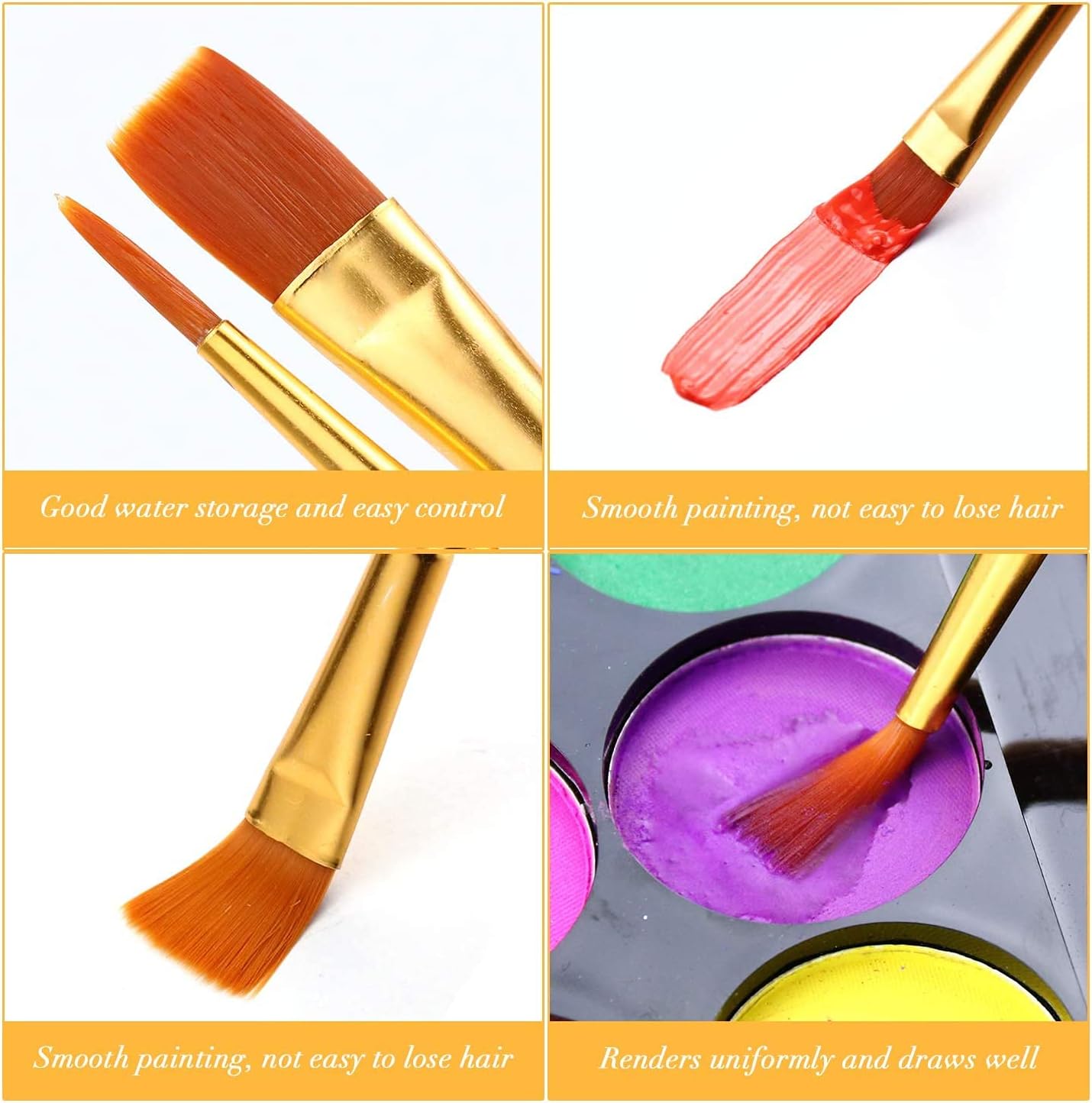 Acrylic Paint Brush Set, 1 Packs / 10 pcs Watercolor Brushes Painting Brush Nylon Hair Brushes for All Purpose Oil Watercolor Painting Artist Professional Kits.