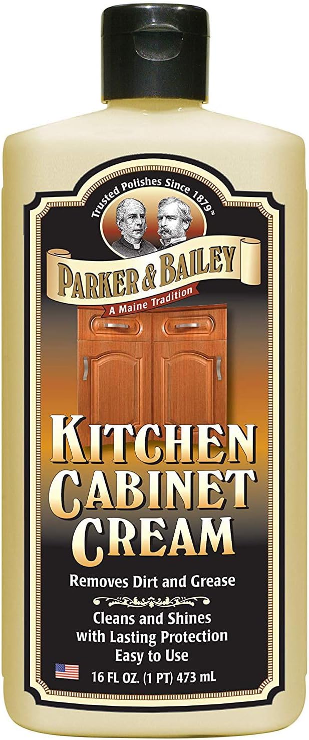 Parker & Bailey Kitchen Cabinet Cream, Multi Surface Cleaner & Furniture Cleaner, Quick Shine Wood Restorer & Protector for Cabinets, Tables & Surfaces, Renews & Restores a Finish for Wood, 16oz