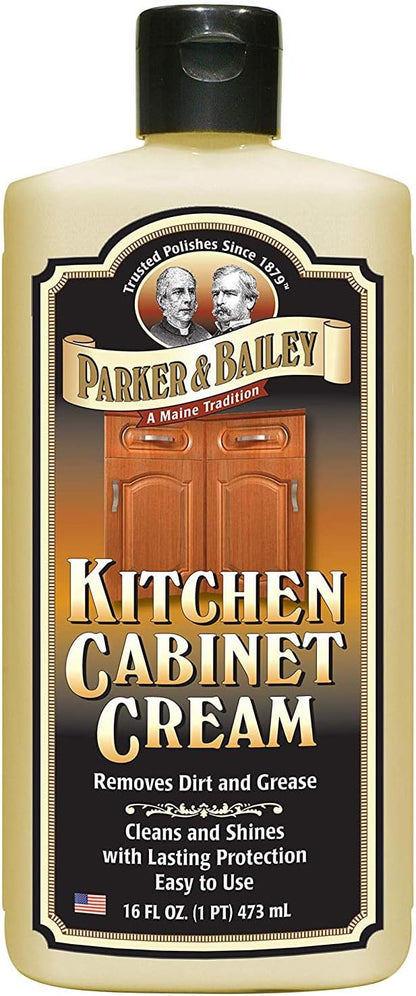 Parker & Bailey Kitchen Cabinet Cream, Multi Surface Cleaner & Furniture Cleaner, Quick Shine Wood Restorer & Protector for Cabinets, Tables & Surfaces, Renews & Restores a Finish for Wood, 16oz