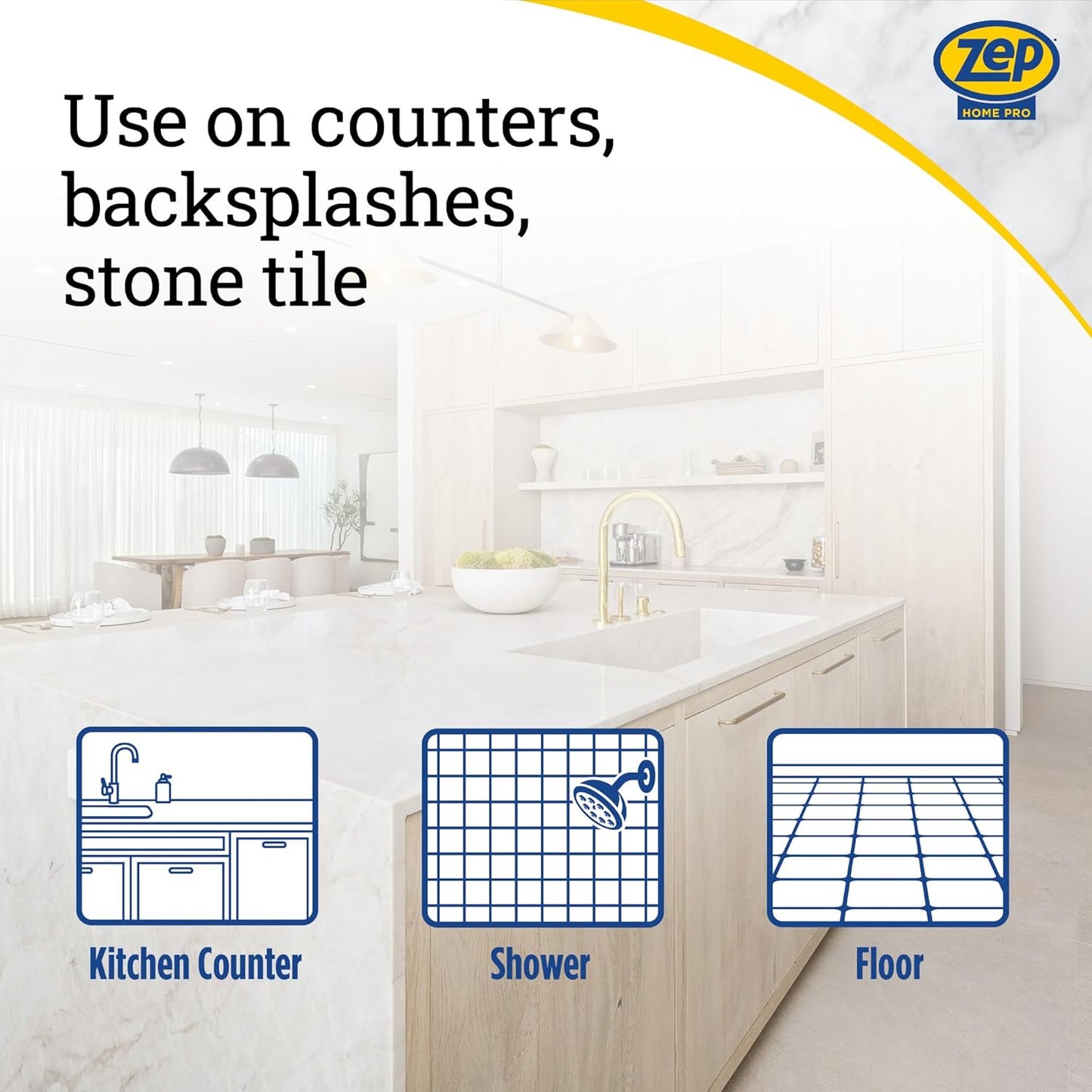 Zep Home Pro Counter & Stone Wipes 50 count - R59212 - Streak-free daily clean for grime, spots and spills