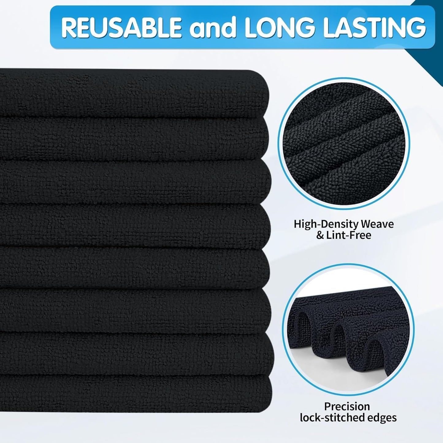 FIXSMITH Microfiber Cleaning Cloth - Pack of 8, Size: 12 x 16 in, Multi-Functional Cleaning Towels, Highly Absorbent Cleaning Rags, Lint-Free, Streak-Free Cleaning Cloths for Car Kitchen Home