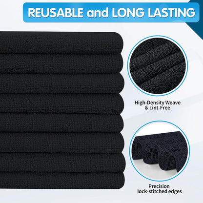 FIXSMITH Microfiber Cleaning Cloth - Pack of 8, Size: 12 x 16 in, Multi-Functional Cleaning Towels, Highly Absorbent Cleaning Rags, Lint-Free, Streak-Free Cleaning Cloths for Car Kitchen Home