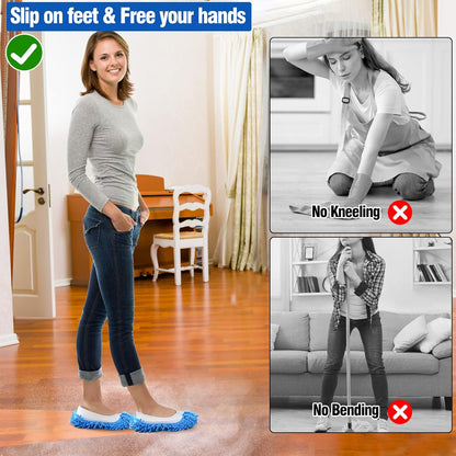 10Pcs Mop Slippers for Floor Cleaning Washable Shoes Cover Soft Microfiber Dust Mops Mop Socks Reusable for Women Men Kids Foot Dust Hair Cleaners Sweeping House Office Bathroom Kitchen