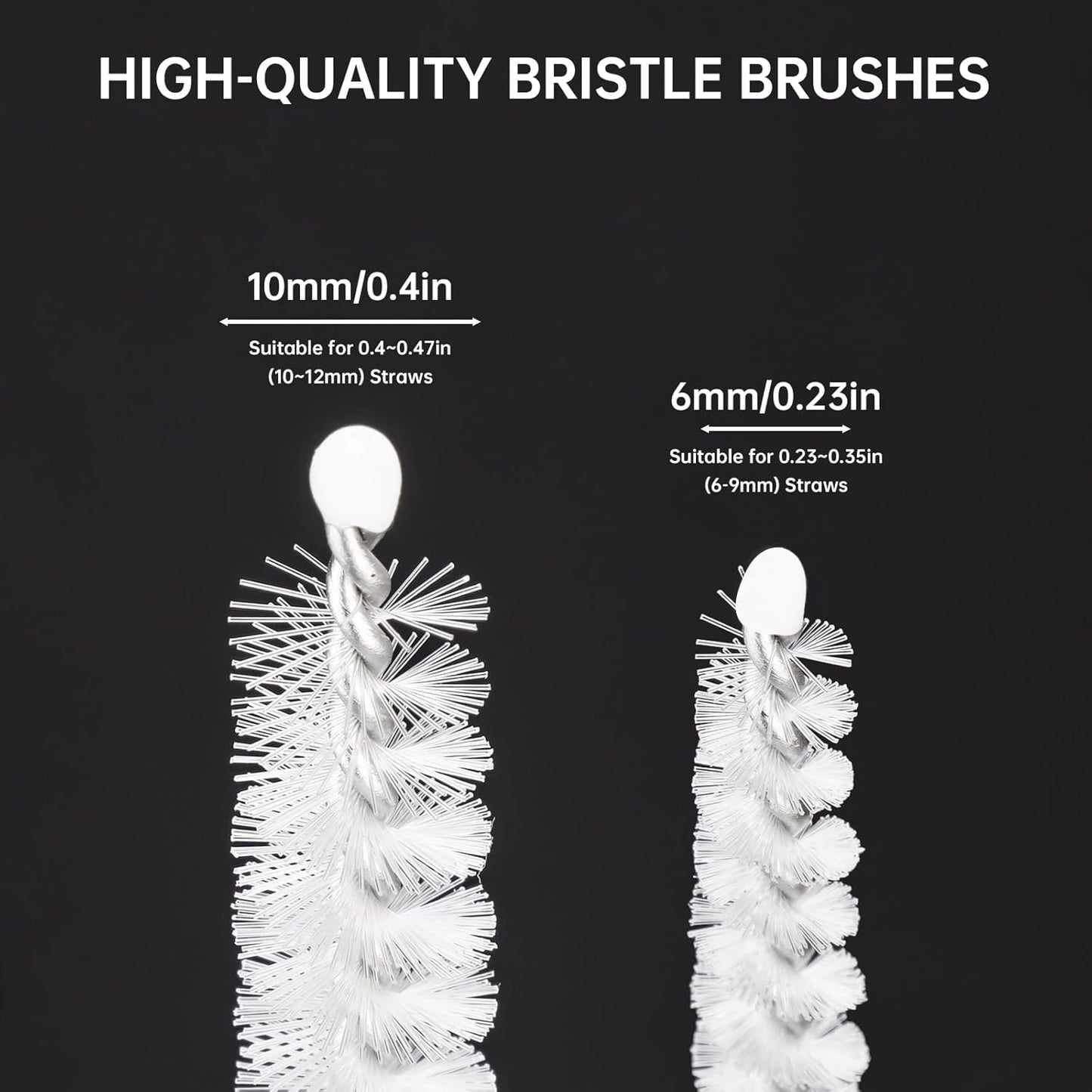NiHome 12-Pack Extra Long Heavy Duty Straw Cleaning Brushes for Stanley Tumbler 40/30/20 oz, 12" Reusable 2 Different Diameters Brush Set Thin to Smoothie Straws Brushes, Wide Straw Cleaning Brush
