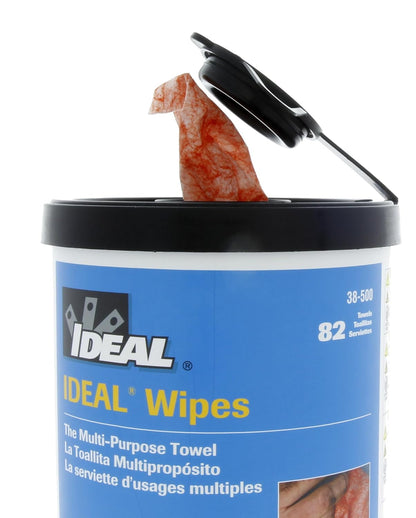 IDEAL® Eletrical Cleaning Wipes (82 Wipes) – Heavy-Duty Pre-Moistened Jobsite Towels for Tools, Surfaces & Hands, Dual-Sided Scrub & Smooth, Removes Grease, Dirt & Grime, Citrus Scent (38-500)