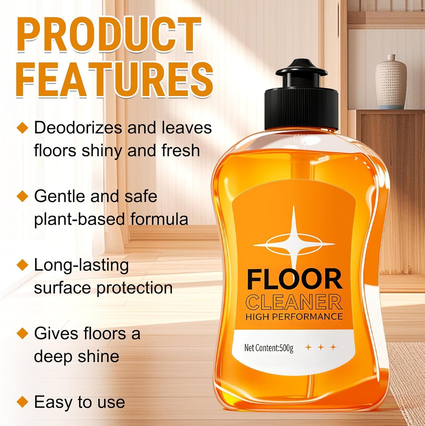 Household Hardwood Floor Cleaner, Floor Cleaner Liquid for Mopping, Floor Solution for Mopping Wood Tile Laminate, Marble, Porcelain Shower Bathroom, Pet-friendly