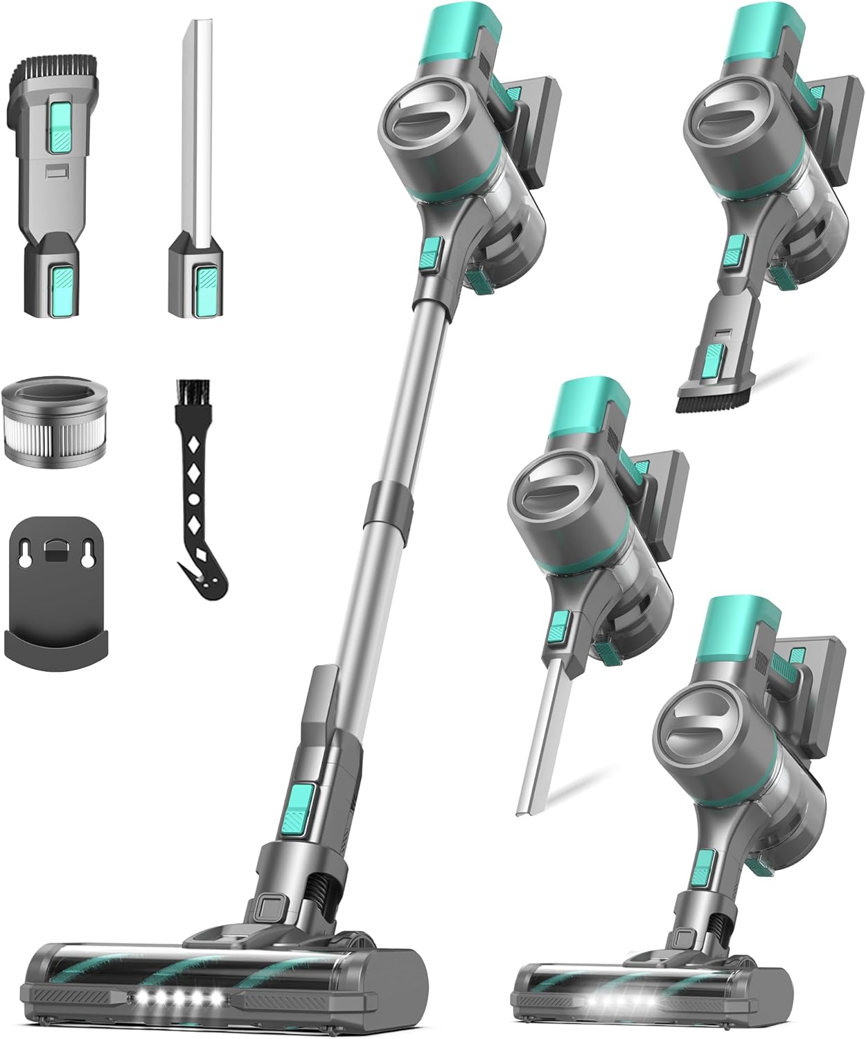 S10 Cordless Vacuum Cleaner, 55Kpa 60mins Lightweight Stick Vacuum with Powerful Suction for Home, Rechargeable, Self-Standing, Handheld Vacuum Cleaners for Hardwood Floors, Carpets, Violet